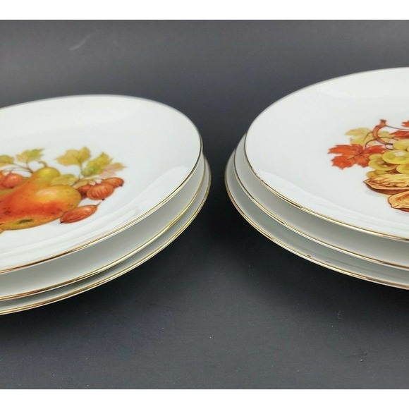 Bareuther Waldsassen Bavaria Germany Fruit Dessert Vintage Plates 6 Assorted 7in - Picture 2 of 12